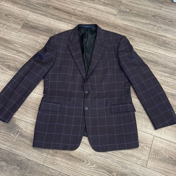 Joseph Abboud 2 button large purple checkered sport coat (46 Long) - Picture 1 of 10
